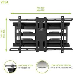 Kanto PDX680 Full Motion Articulating TV Wall Mount for 39-inch to 80-inch TVs Weighing up to 125 Pounds | Integrated Cable Management | Low Profile and 24-in Extension | Black