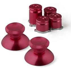 Metal Thumbsticks Joysticks for Xbox One, Aluminum Alloy ABXY Bullet Buttons Analog Grip Replacement Parts for Xbox One, Xbox One S/X, Xbox Series X Controllers with Installation Tools(Red)