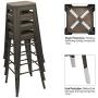 Devoko Metal Bar Stool 30 Indoor Outdoor Stackable Barstools Modern Industrial Square Wood Top Bar Stools Set of 4 (Gun)