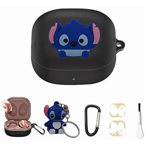 Stitch Silicone Case for Samsung Galaxy Buds Live, 5 in 1 Silicone Accessories Set Protective Cover,Silicone Case/Keychain/Carabiner/Metal dust Sticker/Cleaning Brush Stitch Silicone Case for Samsung Galaxy Buds Live, 5 in 1 Silicone Accessories Set Protective Cover,Silicone Case/Keychain/Carabiner/Metal dust Sticker/Cleaning Brush
