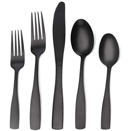Matte Black Silverware Set, 20-Piece Stainless Steel Flatware Set, Tableware Cutlery Set Service for 4, Utensils for Kitchens, Dishwasher Safe Matte Black Silverware Set, 20-Piece Stainless Steel Flatware Set, Tableware Cutlery Set Service for 4, Utensils for Kitchens, Dishwasher Safe