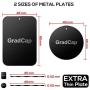 GradCap Metal Plate for Magnetic Mount Universal Replacement Plate Metal Disc with Strong Adhesive for Car Mounts 2 Rectangle and 2 Round (All Black/with Logo)