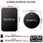 GradCap Metal Plate for Magnetic Mount Universal Replacement Plate Metal Disc with Strong Adhesive for Car Mounts 2 Rectangle and 2 Round (All Black/with Logo)
