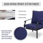 MFSTUDIO 4 Piece Outdoor Metal Furniture Sets Patio Cushioned Conversation Set with 4 Free Pillows for Home, Porch, Lawn, (Loveseat, Coffee Table, 2 Single Chair),Navy-Blue
