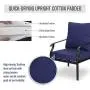 MFSTUDIO 4 Piece Outdoor Metal Furniture Sets Patio Cushioned Conversation Set with 4 Free Pillows for Home, Porch, Lawn, (Loveseat, Coffee Table, 2 Single Chair),Navy-Blue