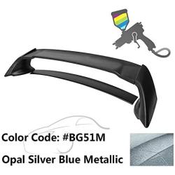 IKON MOTORSPORTS, Trunk Spoiler Compatible With 2006-2011 Honda Civic, Painted #BG51M Opal Silver Blue Metallic ABS Exterior Trunk Rear Spoiler Wing Tail Roof Top Lid, 2007 2008 2009 2010