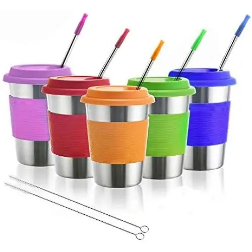 Kids Stainless Steel Cups, Metal Drinking Glasses with Silicone Lids &Sleeves& Straws, Perfect for Indoor and Outdoor Activities of Children and Adults by Dorihom(5 Pack 12 oz) Kids Stainless Steel Cups, Metal Drinking Glasses with Silicone Lids &Sleeves& Straws, Perfect for Indoor and Outdoor Activities of Children and Adults by Dorihom(5 Pack 12 oz)