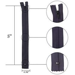 60pcs Nylon Coil Zippers, 5 Inch Colorful Sewing Zippers Supplies for Tailor Sewing Crafts (Black)