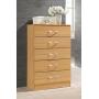 Hodedah 5 Drawer Chest, with Metal Gliding Rails, Beech