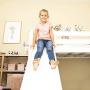 Max & Lily Solid Wood Twin-Size Low Loft Bed with Slide, White
