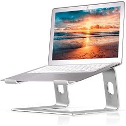 MJSWHY Laptop Stand for Desk, Aluminum Computer Stand, Ergonomic Metal Riser, Desk Accessories, Portable Holder for MacBook Air Pro, Dell XPS, Lenovo More 10-17'' Notebook Laptops-Sliver