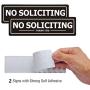 No Soliciting Sign for Door - Metal Signs for House Business and Office Wall - Weather Resistant Aluminum with Strong Self Adhesive (2 Pack, Black 7×2 inches)