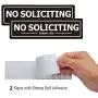 No Soliciting Sign for Door - Metal Signs for House Business and Office Wall - Weather Resistant Aluminum with Strong Self Adhesive (2 Pack, Black 7×2 inches)