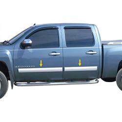 Made in USA! Compatible with 2007-2008 Chevy Silverado Crew Cab Rocker Panel Chrome Stainless Steel Body Side Moulding Molding Trim Cover Full 4.25'' Wide 4PC Overlay