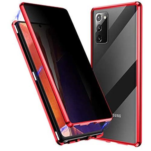 Anti-Spy Case for Samsung Galaxy Note 20, Jonwelsy 360 Degree Front and Back Privacy Tempered Glass Cover, Anti Peeping Screen, Magnetic Adsorption Metal Bumper for Samsung Galaxy Note 20 (Red)