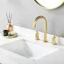 Brushed Gold 8 Inch 2 Handles 3 Holes Hexagonal Widespread Bathroom Faucet by Phiestina, Bathroom Sink Faucet with Stainless Steel Metal Pop Up Drain,NS-WF001-6-BG Brushed Gold 8 Inch 2 Handles 3 Holes Hexagonal Widespread Bathroom Faucet by Phiestina, Bathroom Sink Faucet with Stainless Steel Metal Pop Up Drain,NS-WF001-6-BG