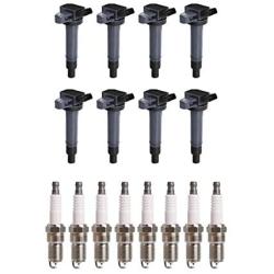 ENA Ignition Coil and Spark Plug Set of 8 Compatible with 2003-2009 Toyota 4Runner 4.7L V8 2000-2009 Toyota Tundra 4.7L V8 2001-2009 Toyota Sequoia 4.7L V8 UF230