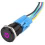 ESUPPORT 16mm 12V 3A Car Purple LED Light Power Metal Push Button Toggle Switch Socket Plug Latching Black Shell
