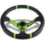 Black Leather/Green 3 Spokes/Green Stitch and Stripe 3.50'' Deep Dish 70mm 6-Bolt Pattern 320mm (12.60'' Inches) Steering Wheel Black Leather/Green 3 Spokes/Green Stitch and Stripe 3.50'' Deep Dish 70mm 6-Bolt Pattern 320mm (12.60'' Inches) Steering Wheel