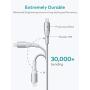 Xcentz iPhone Charger 10ft, MFi Certified Lightning Cable, Braided Nylon High-Speed iPhone Cable with Premium Metal Connector for iPhone 11/X/XS/XR/XS Max/8/7/6/5S/SE, iPad Mini/Air, Silver