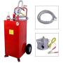 SUNCOO 30 Gallon Portable Gas Caddy Fuel Storage Tank on Wheels Gasoline Fluid Diesel with Pump &Hard Tube Red