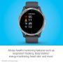 Garmin Venu, GPS Smartwatch with Bright Touchscreen Display, Features Music, Body Energy Monitoring, Animated Workouts, Pulse Ox Sensors and More, Granite Blue and Silver