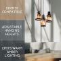 Kira Home Hudson 11.5'' Vintage 3-Light Multi-Pendant Chandelier, Antique Jar Shades with Tinted Glass, Adjustable Corded Pendant, Matte Black Finish