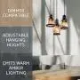 Kira Home Hudson 11.5'' Vintage 3-Light Multi-Pendant Chandelier, Antique Jar Shades with Tinted Glass, Adjustable Corded Pendant, Matte Black Finish