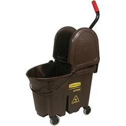 Rubbermaid Commercial WaveBrake 2.0 35 QT Down-Press Mop Bucket and Wringer, Brown (FG757788BRN)