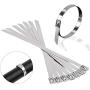 Huaesem Stainless Steel Cable Zip Ties 11.8 Inch, Multi-purpose Heavy Duty Self-Locking Tie Wraps, Metal Zip Ties for Exhaust Wrap, Fence, Outdoor and Canopy Etc. (0.3‘’ x 11.8‘’, 50 Pcs)