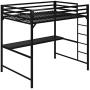 DHP Miles Metal Full Loft Bed with Desk, Black