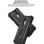 TJS Phone Case Compatible with LG K40/K12 Plus/X4/Solo LTE/Harmony 3/Xpression Plus 2 [Full Coverage Tempered Glass Screen Protector] Aluminum Ring Magnetic Support Built-in Metal Plate Back (Green)