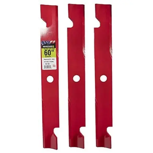 Maxpower 561139B Heavy Duty 3-Blade Set for 60'' Cut Exmark Replaces 103-6403, 103-6403-S, Red Maxpower 561139B Heavy Duty 3-Blade Set for 60'' Cut Exmark Replaces 103-6403, 103-6403-S, Red