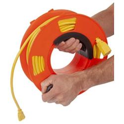 Bayco KW-110 Cord Storage Reel with Center Spin Handle, 100-Feet,Orange