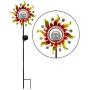Unido Solar Powered Metal Sunray Garden Stake with Color Changing LED Light and Mosaic Glass Crackle Ball