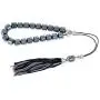 Hematite Gemstone (Long Beads), Handmade Greek Worry Beads or Komboloi with Alpaca Metal Parts on Pure Silk Cord & Tassel, Length 32cm (12.6) Hematite Gemstone (Long Beads), Handmade Greek Worry Beads or Komboloi with Alpaca Metal Parts on Pure Silk Cord & Tassel, Length 32cm (12.6)
