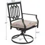 PHI VILLA Outdoor Metal Swivel Chairs Set of 2 Patio Dining Rocker Chair with Cushion Furniture Set for Garden Backyard Bistro, Black