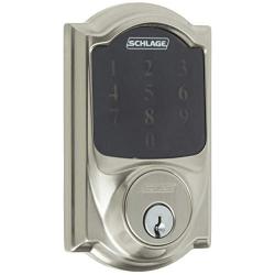 Schlage Z-Wave Connect Camelot Touchscreen Deadbolt with Built-In Alarm, Satin Nickel, BE469 CAM 619, Works with Alexa via SmartThings, Wink or Iris