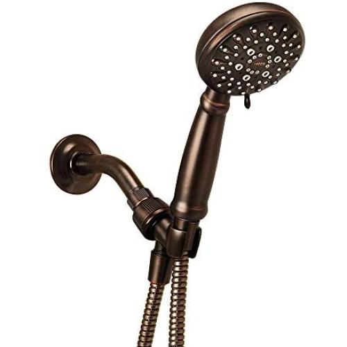 Moen 23046BRB Banbury 5-Spray Hand Shower with Hose and Bracket, 4-Inch Diameter, 4 Inch, Mediterranean Bronze