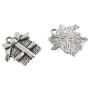 Silver Wrapped Present Metal Charm, Holiday Gift Box with Bow (20 Pieces)