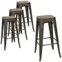 Devoko Metal Bar Stool 30 Indoor Outdoor Stackable Barstools Modern Industrial Square Wood Top Bar Stools Set of 4 (Gun) Devoko Metal Bar Stool 30 Indoor Outdoor Stackable Barstools Modern Industrial Square Wood Top Bar Stools Set of 4 (Gun)