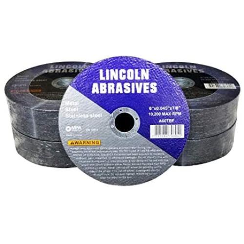 100 Pc 6''x.045''x7/8'' Cut-Off Wheels Lincoln Abrasives Metal & Stainless Steel