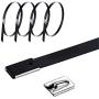 OBTANIM 30 Pcs Metal Zip Ties, Heavy Duty Multi-Purpose 304 Stainless Steel Exhaust Wrap Strap Coated Self Locking Cable Zip Ties (7.9 Inch)