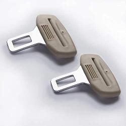 TUPOLIM Seat Belt Clip,Curved Sides Design,2 Pack,seat belt silencer,Universal Car Seat Belt Buckle Auto Metal Clip (Beige)