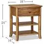MUSEHOMEINC Rustic Wood 3-Tier Nightstand with Storage Shelf and Drawer for Bedroom or Living Room/Round Metal Knobs/Heritage Collection Furniture/End Table/Side Table, Teak Finish