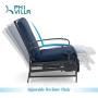 PHI VILLA Adjustable Patio Recliner Chair Metal Outdoor Lounge Chair with Removable Cushions Support 300lbs, Navy