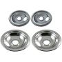 KITCHEN BASICS 101 316048413 and 316048414 Replacement Chrome Drip Pans for Frigidaire Kenmore - Includes 2 6-Inch and 2 8-Inch Pans, 4 Pack