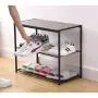 LEEDA 3-Tier Metal Storage Shoe Bench, 2 Shelves Rack Organizer, Entryway Furniture with Seat, for Living Room, Hallway, Bedroom, Closet, Brown LEEDA 3-Tier Metal Storage Shoe Bench, 2 Shelves Rack Organizer, Entryway Furniture with Seat, for Living Room, Hallway, Bedroom, Closet, Brown