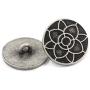 Bezelry 12 Pieces Lotus Blossom Metal Shank Buttons. 20mm (3/4 inch) (Antique Silver)