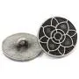 Bezelry 12 Pieces Lotus Blossom Metal Shank Buttons. 20mm (3/4 inch) (Antique Silver)